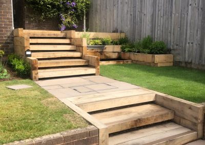 Landscaped garden steps