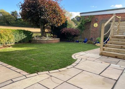 Paving steps and lawn