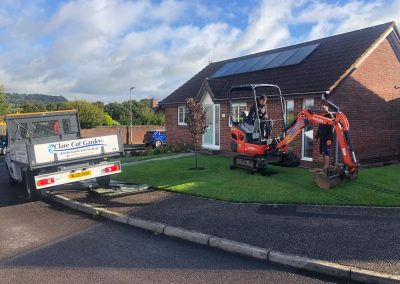 Digger on lawn