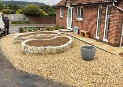 Yin and Yang raised flower beds